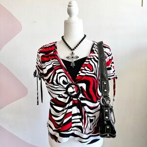 Vintage Red Babydoll Top Grunge Gothic Indie Sleaze 90s Mall Goth Large